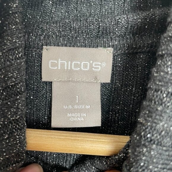 NWT Chico's Graphite Gray Sparkle Lurex Ribbed Turtleneck Size: Medium - Picture 8 of 9